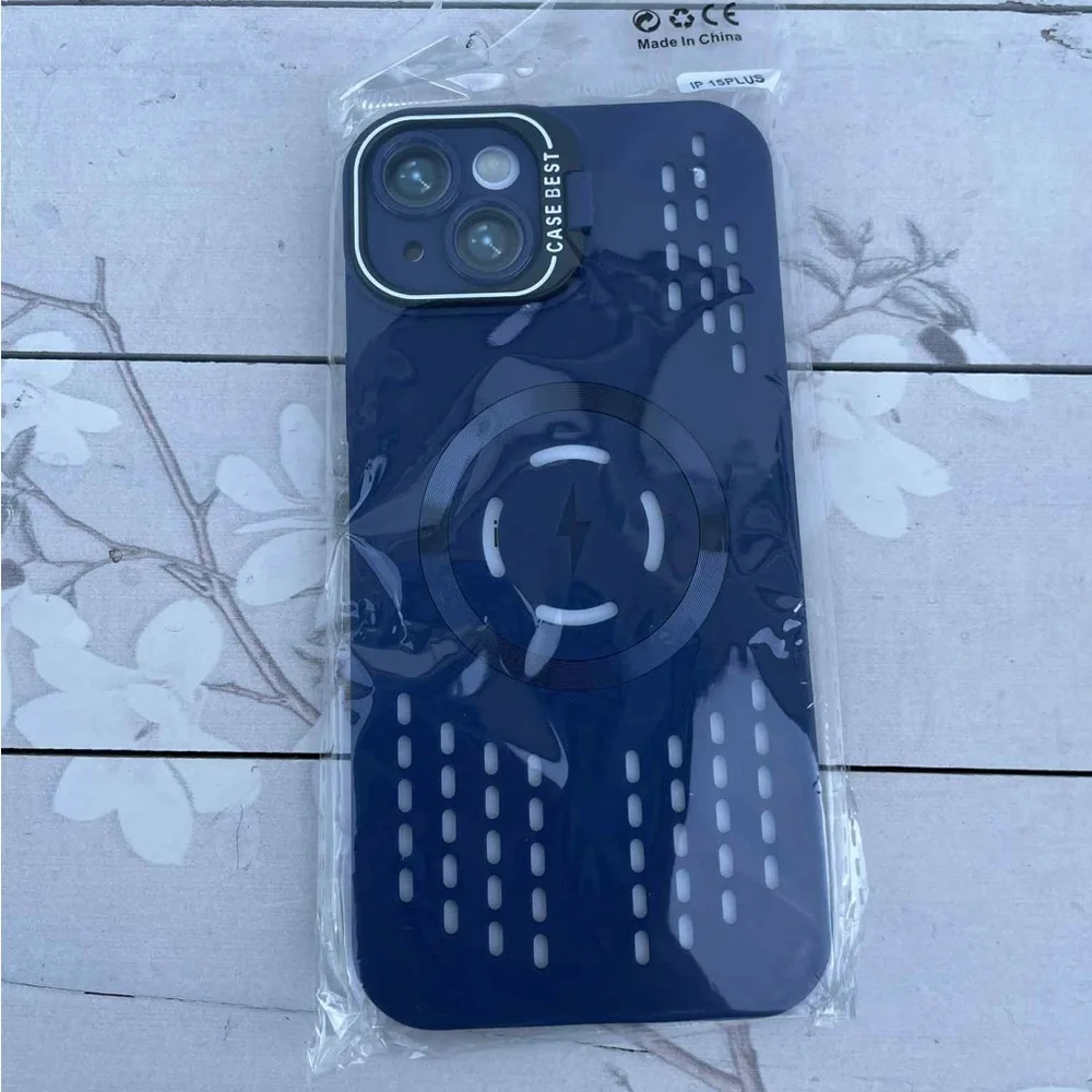 Blue iPhone 15 plus Case with Grip